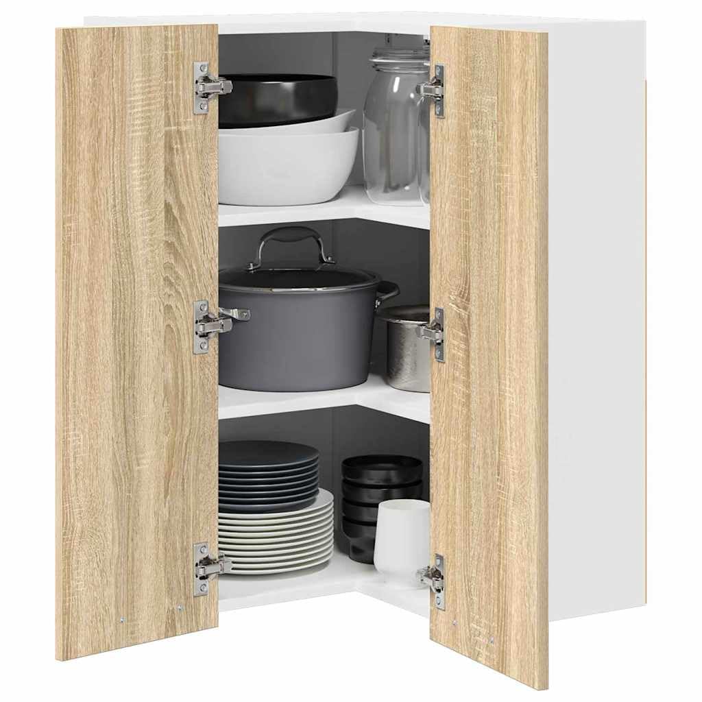 vidaXL Hängeschrank mit Speicher Sonoma-Eiche und Weiß 57 x 57 x 80 cm, Moderne Küchenschränke, rechteckig, viel Stauraum, langlebige Materialien, Coole Lösungen für Deine Wohnung