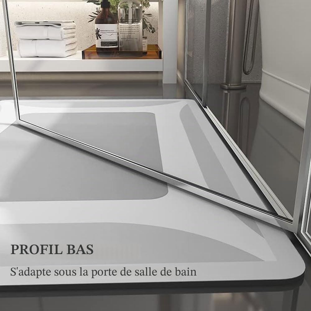 Lukery Tapis de bain antidérapant, à séchage rapide, super absorbant, beige, lavable, en terre de diatomée, pour douche, baignoire, cuisine, 80 x 120 cm, abstraction