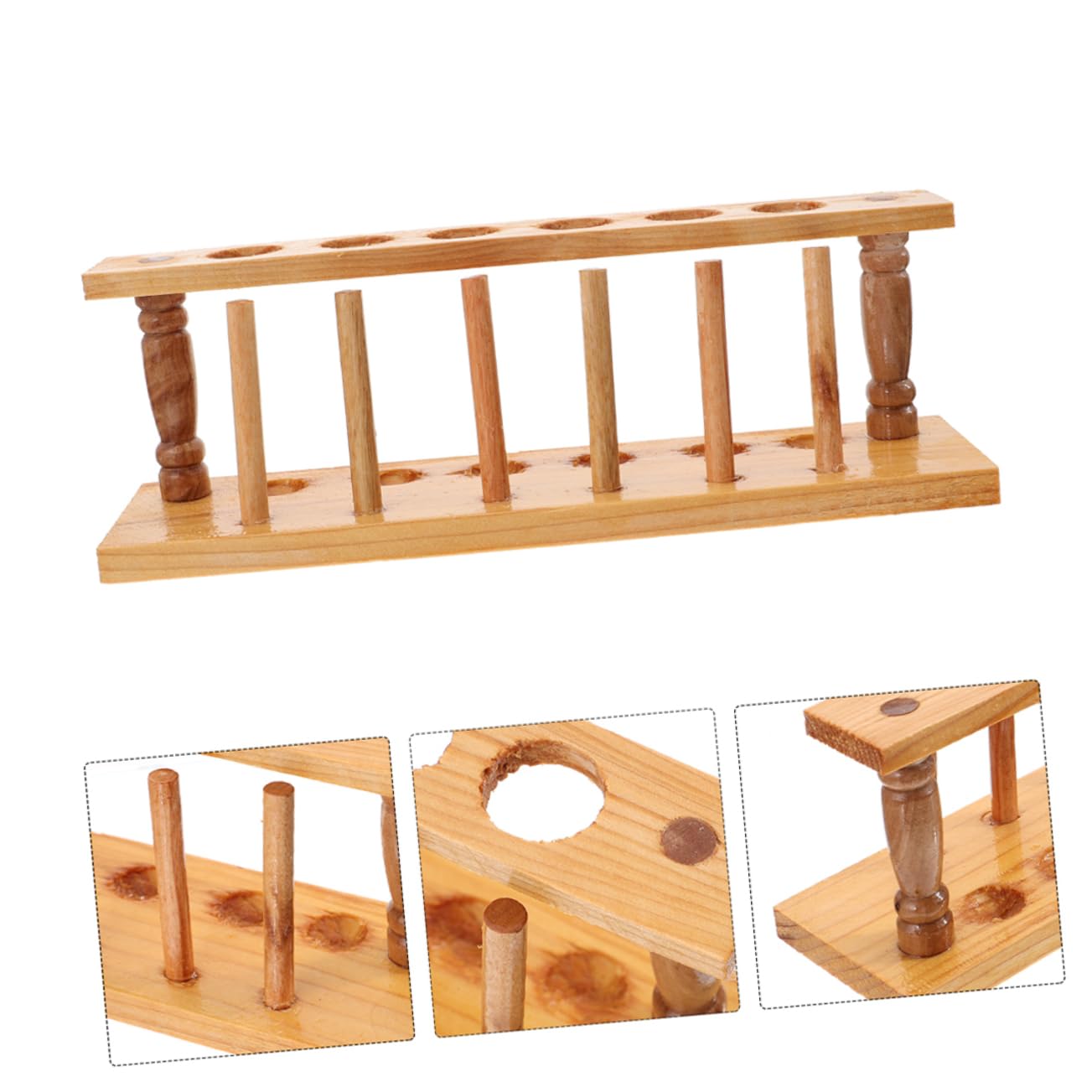 GLEAVI 5pezzi Porta Provetta Legno Per Laboratorio Supporto Per Provette Organizzatore Leggero e Compatto Per Ricerca Scientifica e Uso Industriale Struttura Resistente Legno Naturale