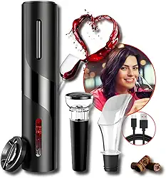 Abridor De Vinho Elétrico Saca Rolhas Automático Recarregável Usb Kit 4 Peças