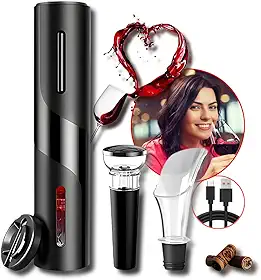 Abridor De Vinho Elétrico Saca Rolhas Automático Recarregável Usb Kit 4 Peças