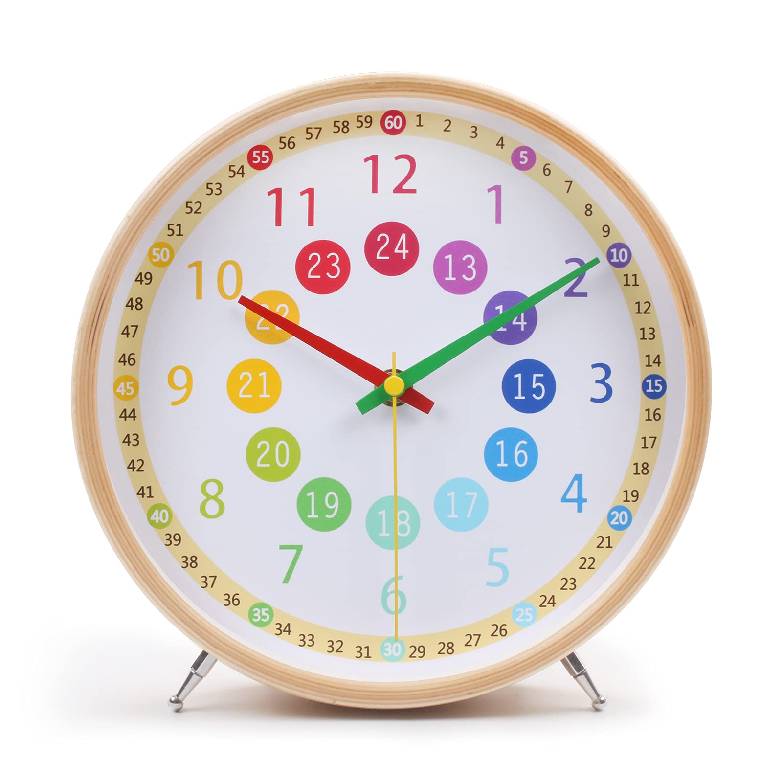 Amazon.co.jp: 知育時計 置き時計 子供 木製 掛け時計 時間学習 静音