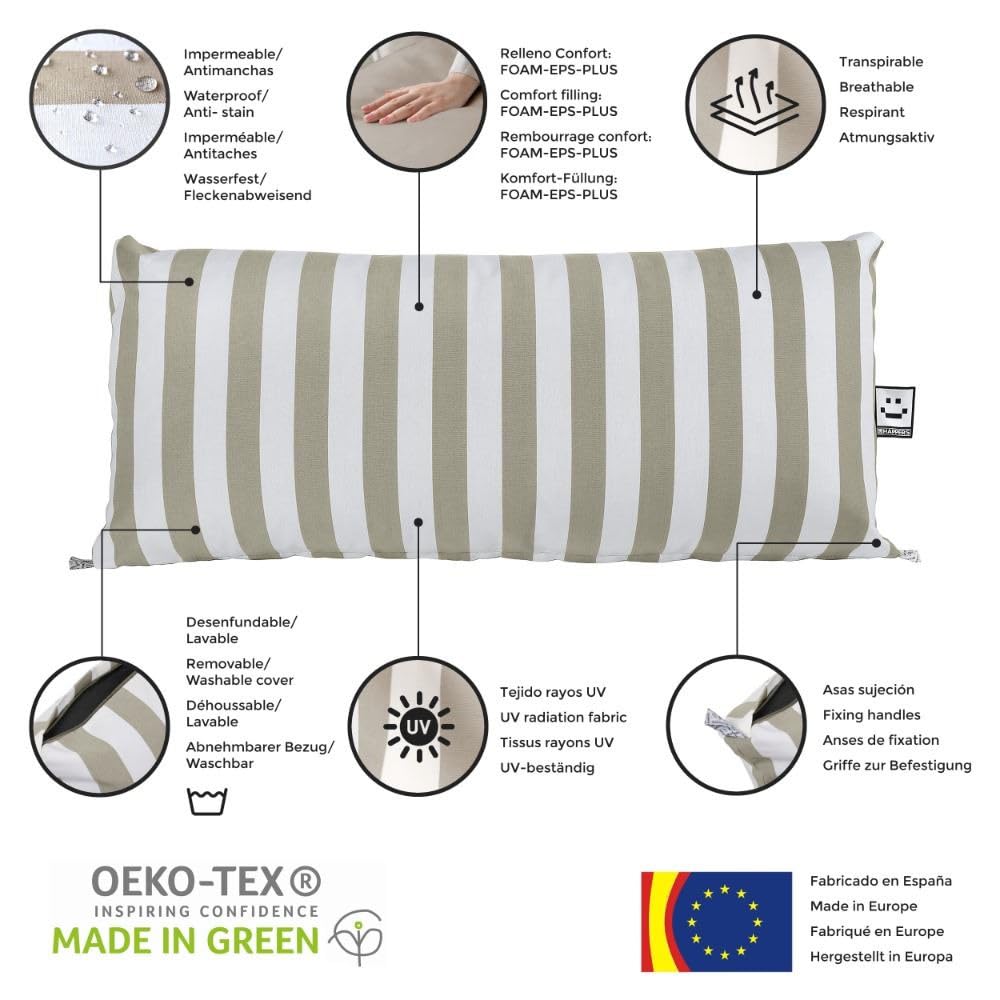 Happers Set 2 Coussins Imperméables et Déhoussables pour Palette Toldotex Écru