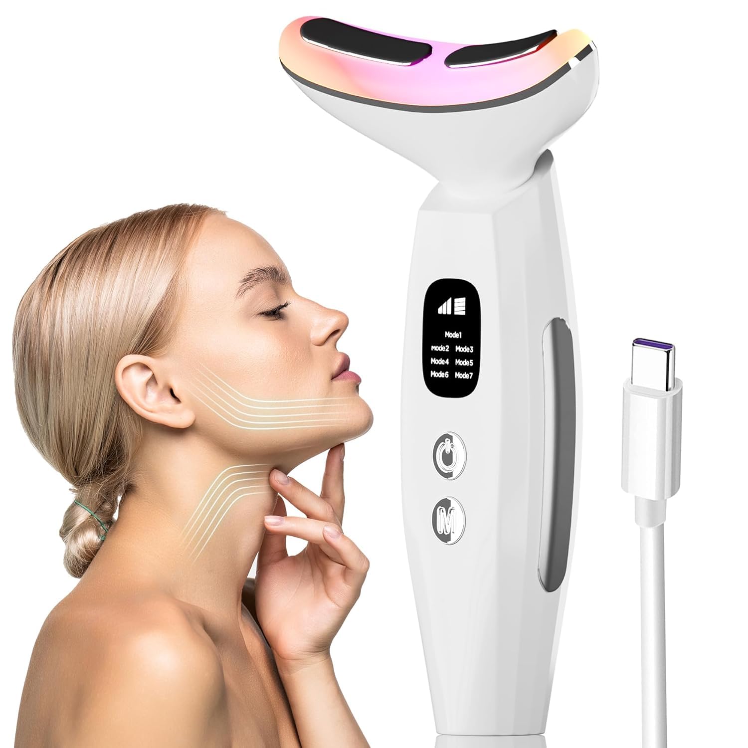 Vetmoc Skin Lift device | Anti-aging face and neck massage | Reduces wrinkles, puffes and double chin | 7 Color LED Light Therapy | Portable and suitable for all types of skin Vetmoc Skin Lift device | Anti-aging face and neck massage | Reduces wrinkles, puffes and double chin | 7 Color LED Light Therapy | Portable and suitable for all types of skin