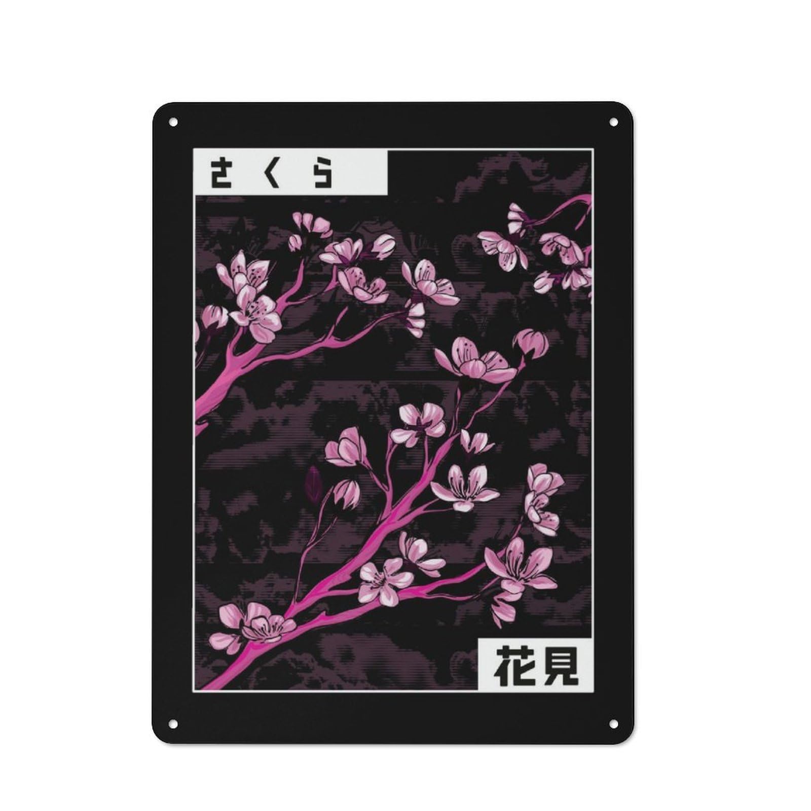 Junmoney Cherry Blossom Sakura Tree Rustic Tin Wall Plaque 40X30cm For Studio Or Craft Room, For Garage, Workshop And Man Cave Decoration