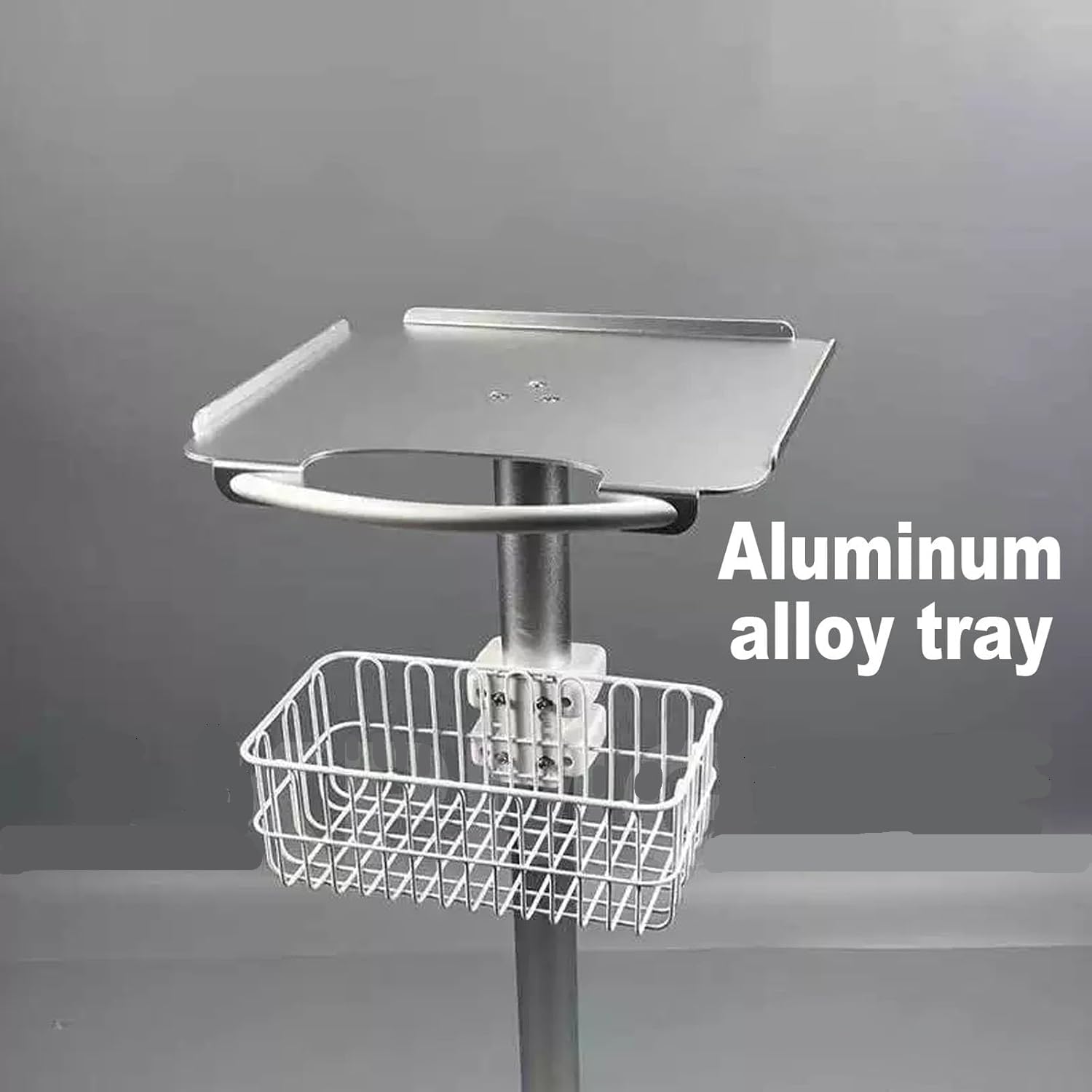 Mobilny wózek medyczny Regulowana wysokość ECG Trolley 33x33cm Aluminiowy pulpit z haczykami do przechowywania kosza do sprzętu kliniki szpitalnej Transport Ciche koła blokujące Profesjonalna klasa