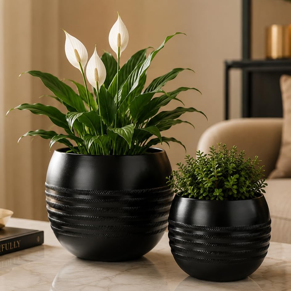 Black Indoor Planters - Modern Home Decor -1 Black Indoor Planters - Modern Home Decor -1