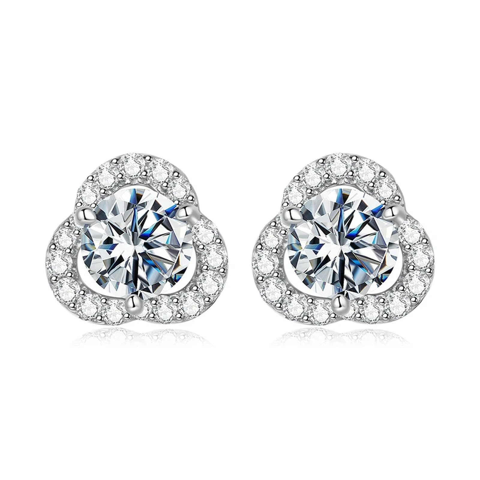 Pendientes De Moissanita Brillante De 0,5 Quilates Con Forma De Flor De Trébol, Diamantes Vvs1 Creados En Laboratorio, Originales Para Mujer, Joyería Fina.