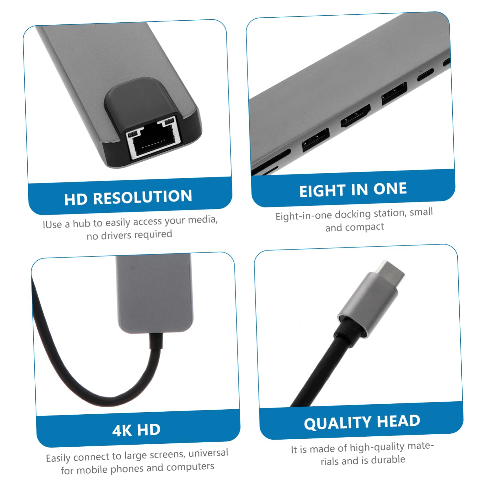 Concentrador USB Tipo c Adaptador De Pequeño y Compacto Fácil De Usar Compatible Móviles y Pc