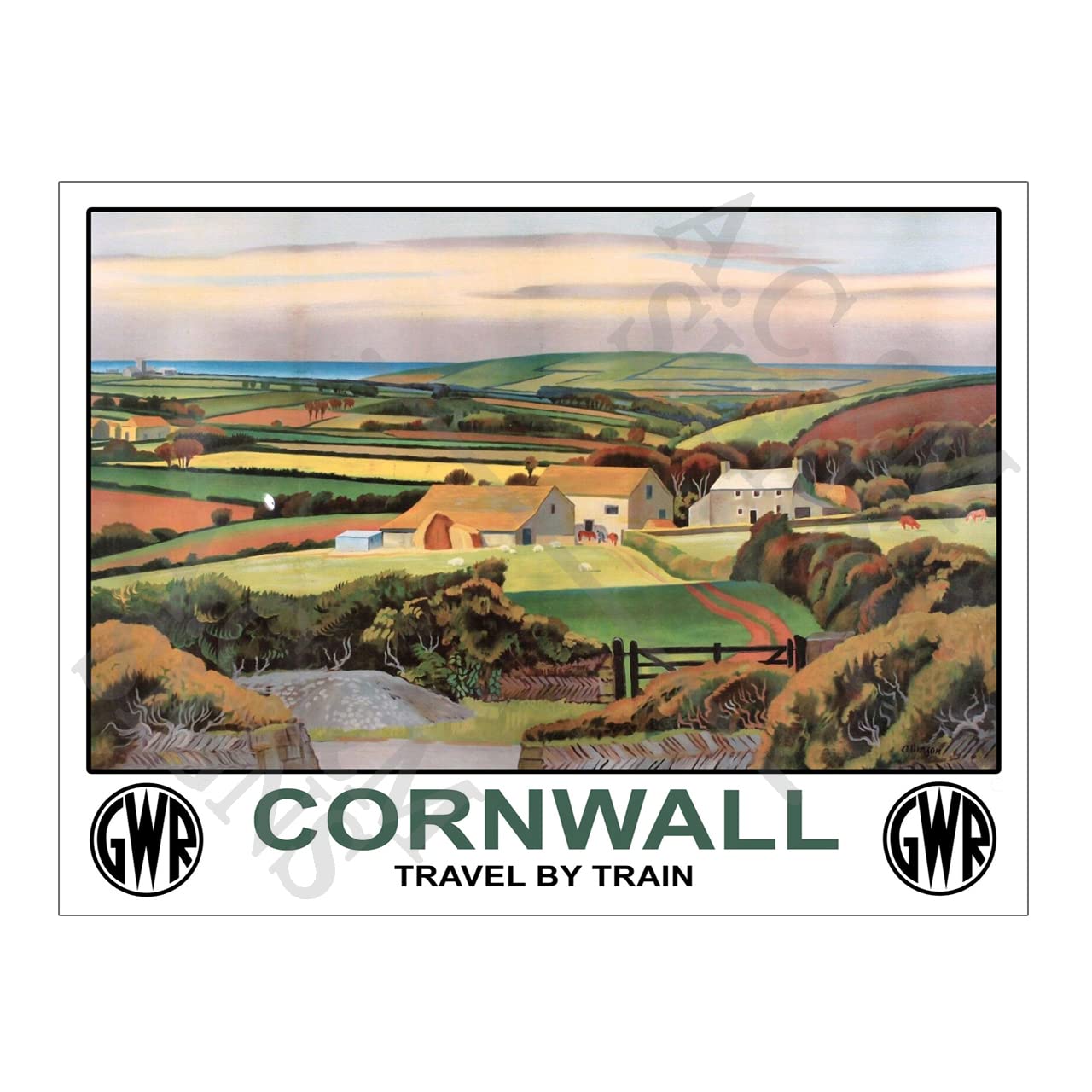 Metal Sign Plaque Print Poster Travel Railway GWR Cornwall Travel By Train Vintage Retro Gift Dad Man Cave Shed Home Bar Ref12441 (8x6 inches (Approx) 20cmx15cm)