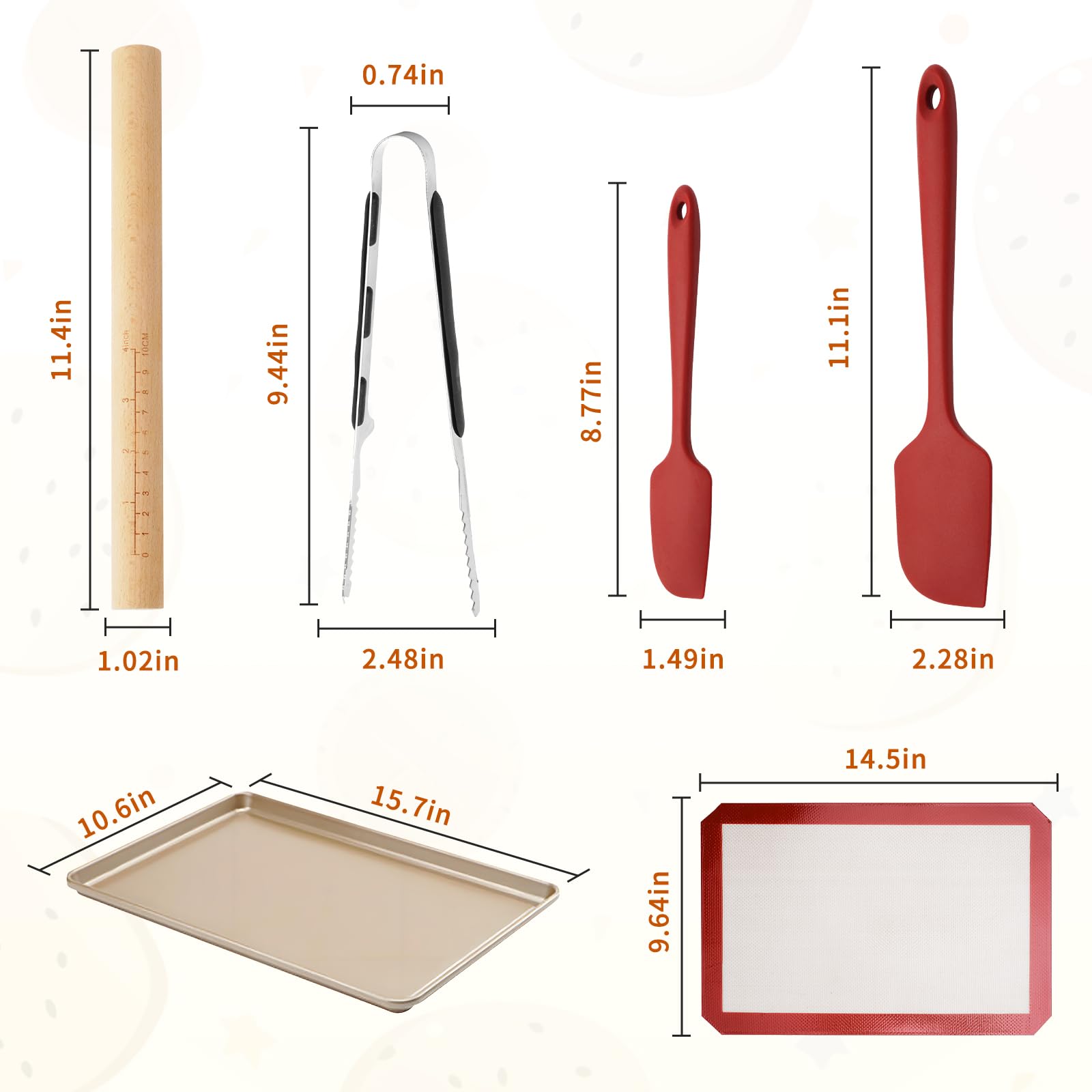 Cookie Cutters Set, 16-Piece Nonstick Baking Pans Set, Complete Cake Baking Set with Baking Pan Baking Mat Rolling Pin Spatula Clamp (Animals)