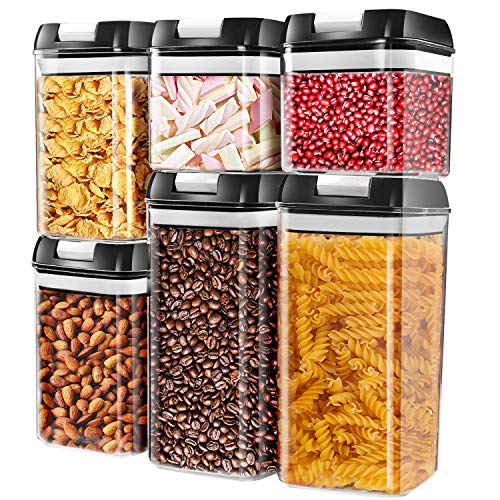 Benss 6PCS Contenitore per Alimenti con coperchi, Set per la conservazione a Secco e Fresco ermetico, plastica Resistente Trasparente BPA Free Facile da Aprire e impilabile
