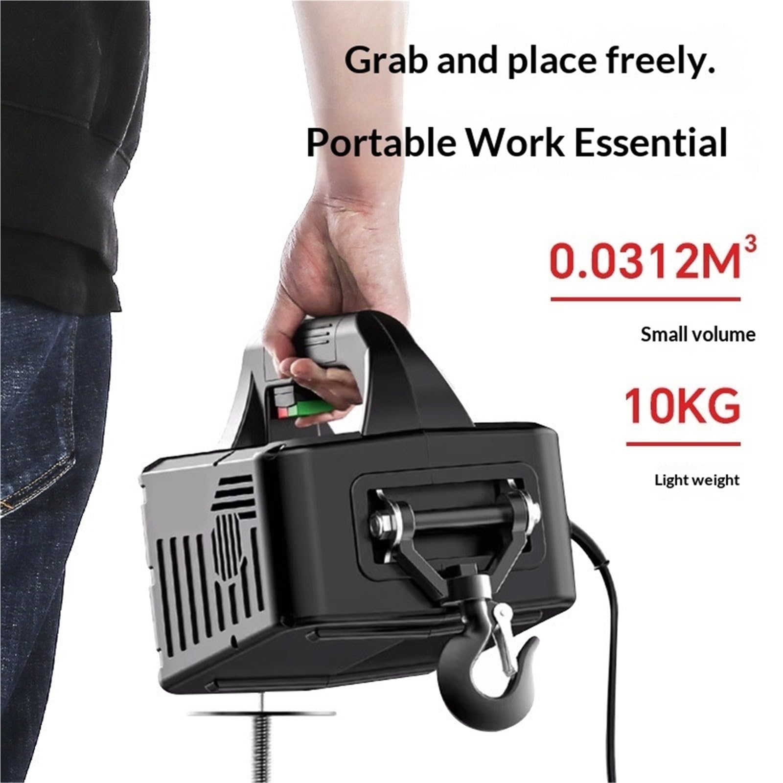 Wciągnik łańcuchowy, 100kg/200kg Dźwig 300kg Przenośny Elektryczny Wciągnik Do Samochodów, Majsterkowanie, Przeładunek Ładunków, Warsztat Produkcyjny Dla Magazynu dla magazynu garażowego(300kg)