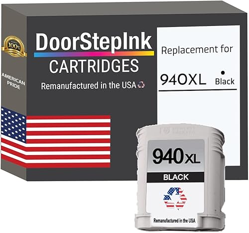 DoorStepInk Cartuchos de tinta remanufacturados en los Estados Unidos para 940XL C4906 1 negro para HP OfficeJet 8000, 8500.