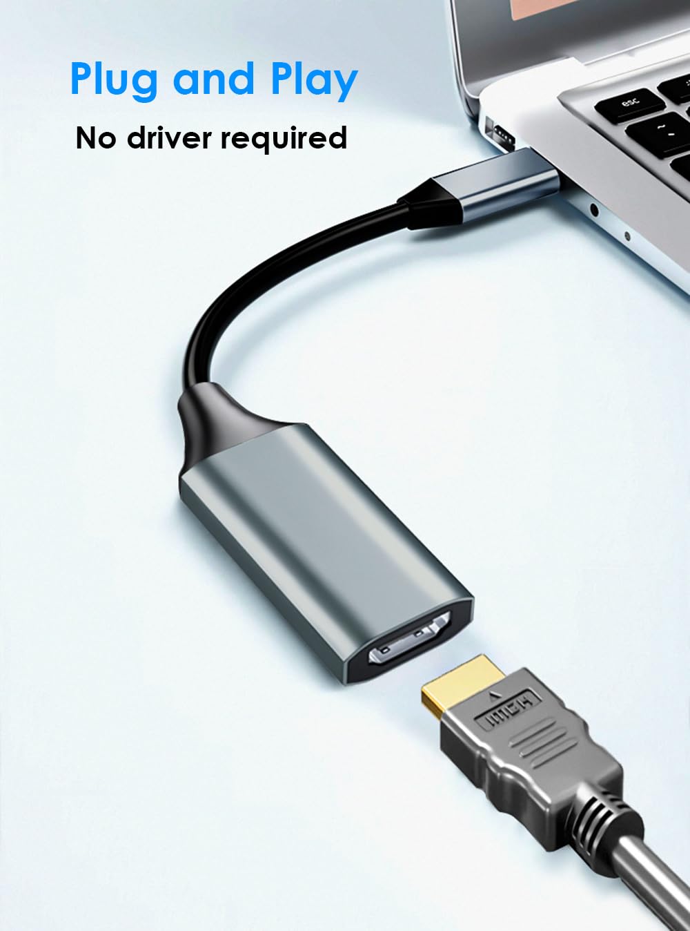 Mepsies Adattatore USB C a HDMI 4K, Convertitore USB Type-C a HDMI Compatibile con iPhone 17/16/15, Galaxy S25 S24 S23 A56 A16 A36, MacBook Pro/Air, Dell, Surface e Altri