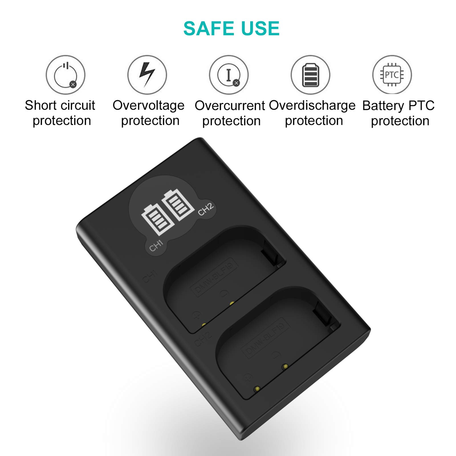 Blumax - 2 batterie sostitutive Panasonic DMW-BLF19 / DMW-BLF19E, compatibili con Panasonic Lumix DC-GH5 DMC-GH3 / DMC-GH4 / DMC-GH4R / DMC- GH3A / DMC-GH4 / DMC-GH3H 2040 mAh 7,4 V 15,1 wh