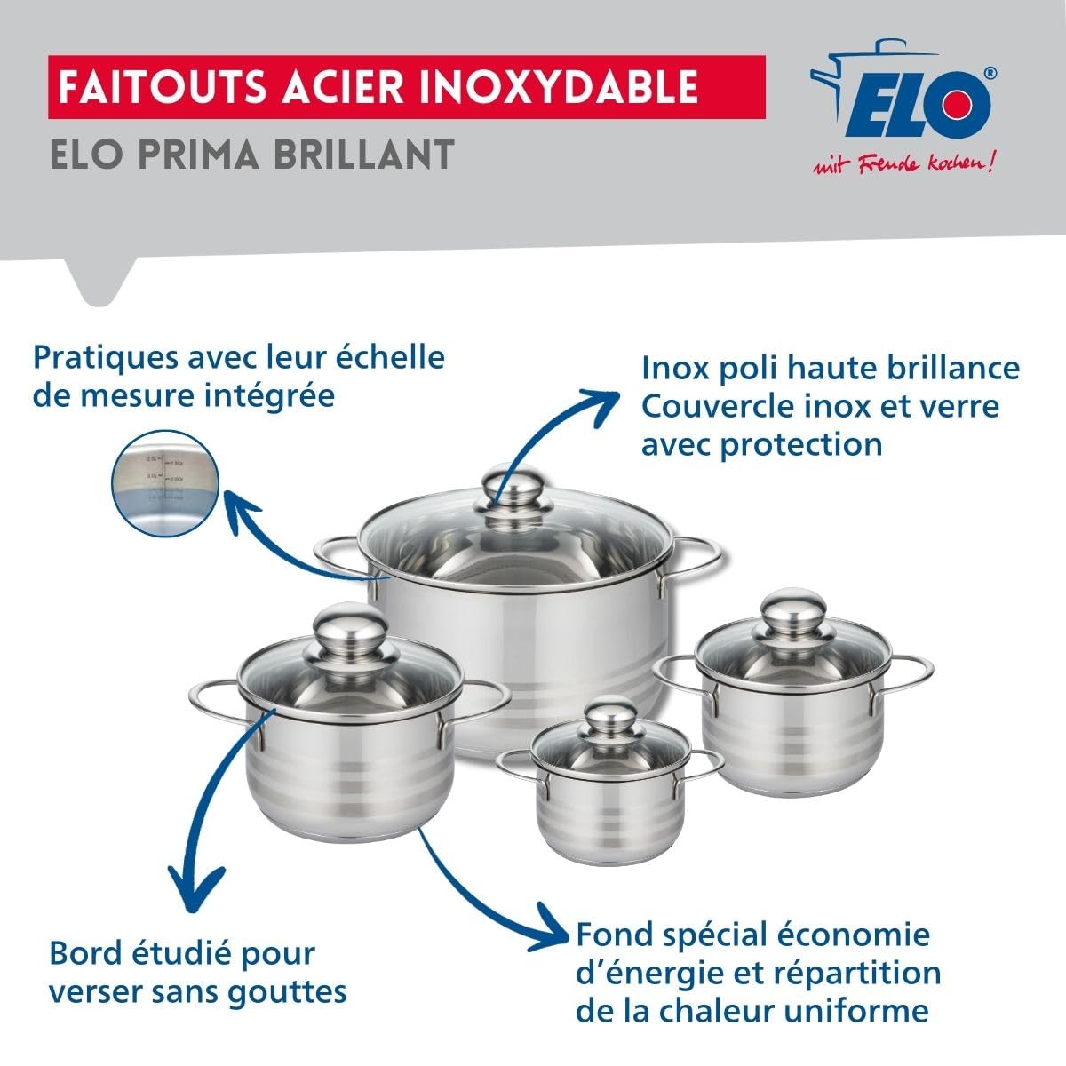 Lot De 2 Poêles Inox De 28 Cm Et 32 Cm Elo Profi Therm 9903450