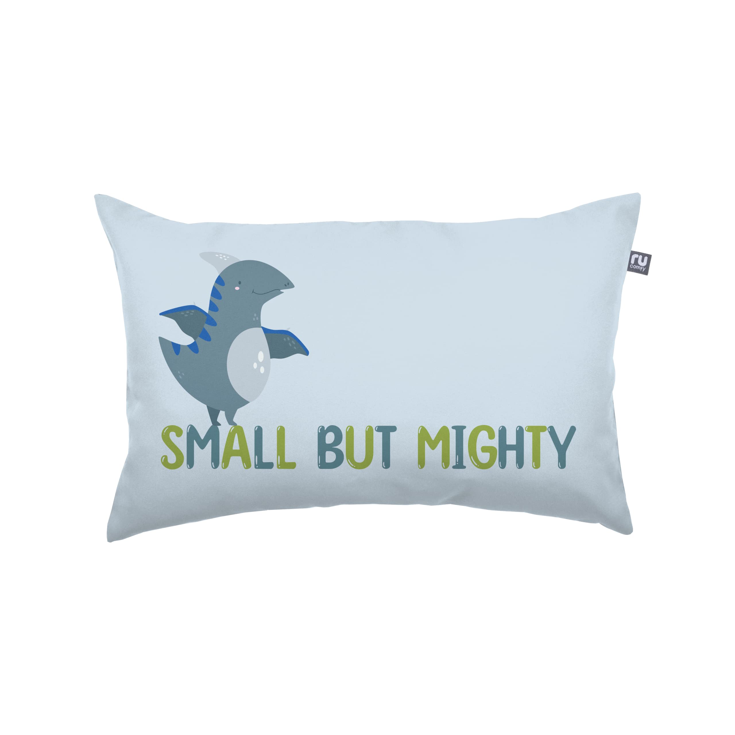 rucomfy Fibre-Filled Printed Kids Dinosaur Rectangular Cushion with Filling - Perfect for Childrens Playroom or Bedroom - Arrives Pre-Filled with Fibre Inner (Hello Dino, 50x30cm)