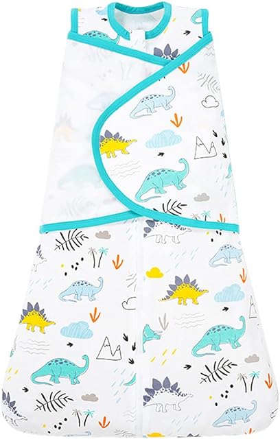 ZIGJOY Baby Swaddle Wearable Blanket 3-Way Adjustable Transtion Sleep Sack 100% Cotton for Newborn Infant Boy Girl 0-6 Months Jurassic