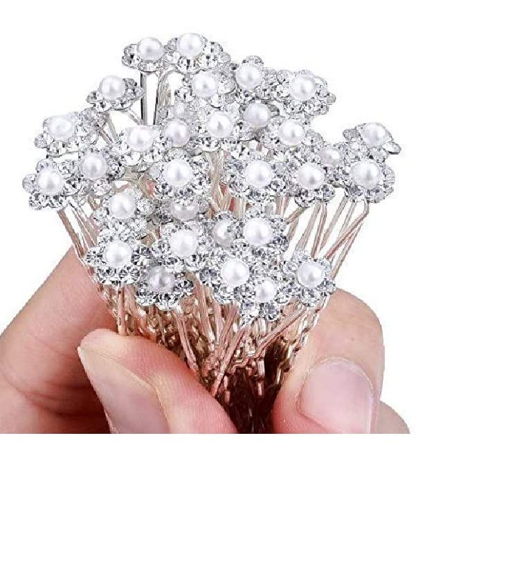 Hair Bun Pin Fancy Juda Pins with crystal rhinestone for Women and Girls 1 box Set of 24 Pin