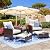 Shintenchi 5 Pieces Outdoor Wicker Patio Furniture Set,All Weather PE Rattan Conversation Set with Cushioned Patio Lounge Chairs, Ottoman Underneath Set, Table for Lawn, Pool, Balcony