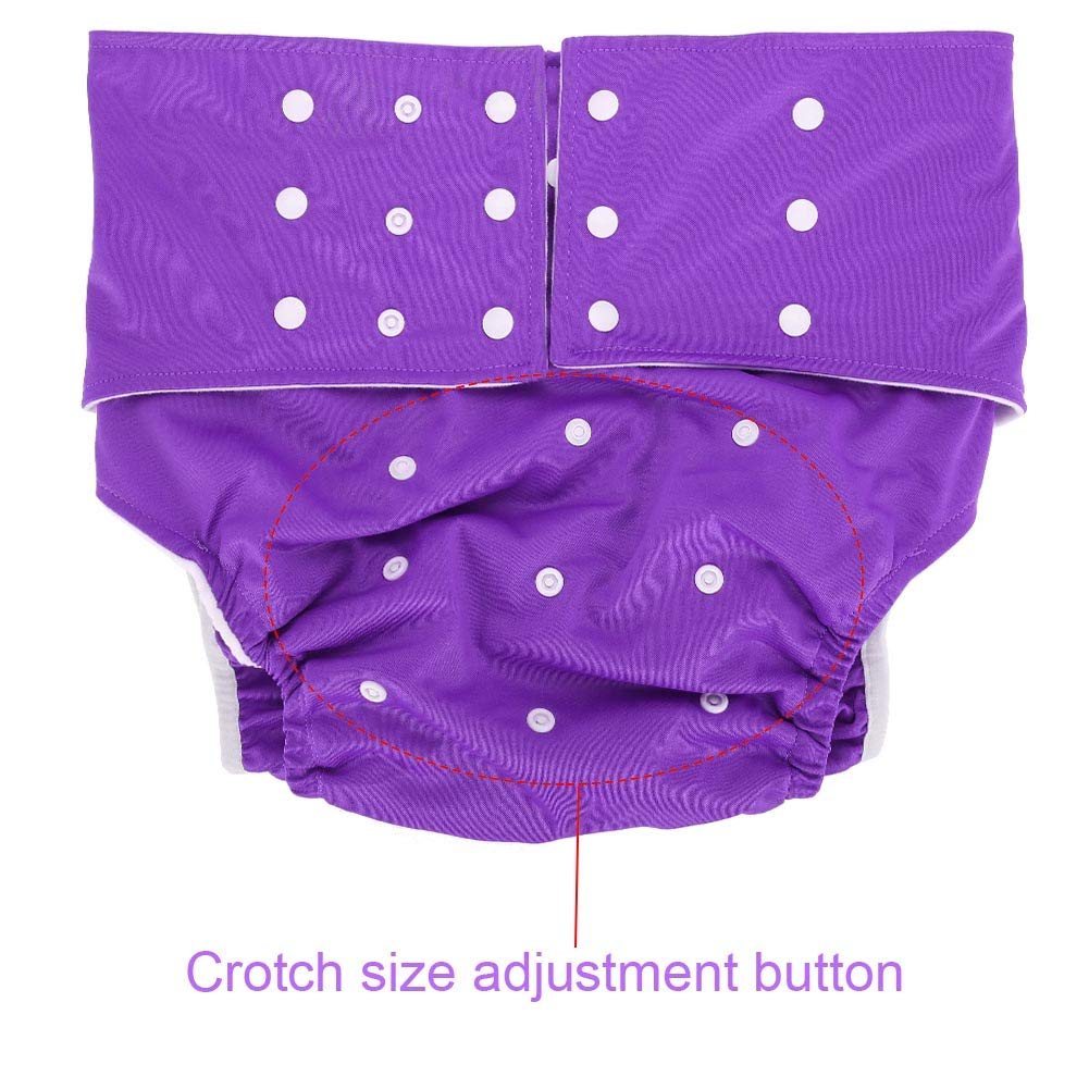 Pañales Adultos reutilizable lavable ajustable grande del pañal y ropa interior protectora de cuidado de incontinencia Adultos pañales de tela Pañal ajustable para personas mayores (Purple)