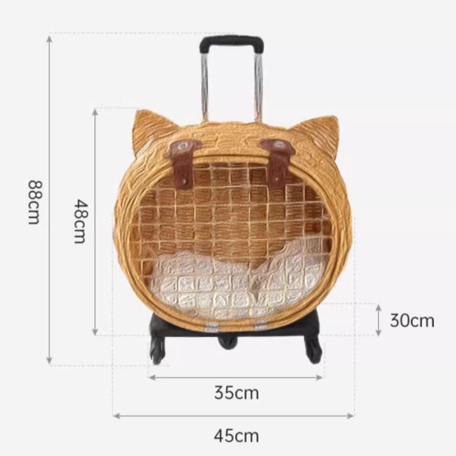 Maleta con Ruedas para Perros y Gatos, Bolsa de Viaje Portátil con Varilla Telescópica, Diseño Súper Ventilado, para Gatos y Perros Pequeños