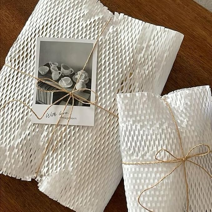 Image of Honeycomb Paper Wrap for Packing | Shock-Absorbent Expandable Kraft Cushion Paper for Gifts, Moving & Shipping Protection (white, 50 Meter x 10 inch Roll)