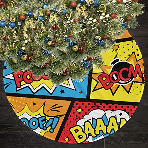 Comic Graffiti Boom Christmas Tree Skirt Xmas Holiday Decoration