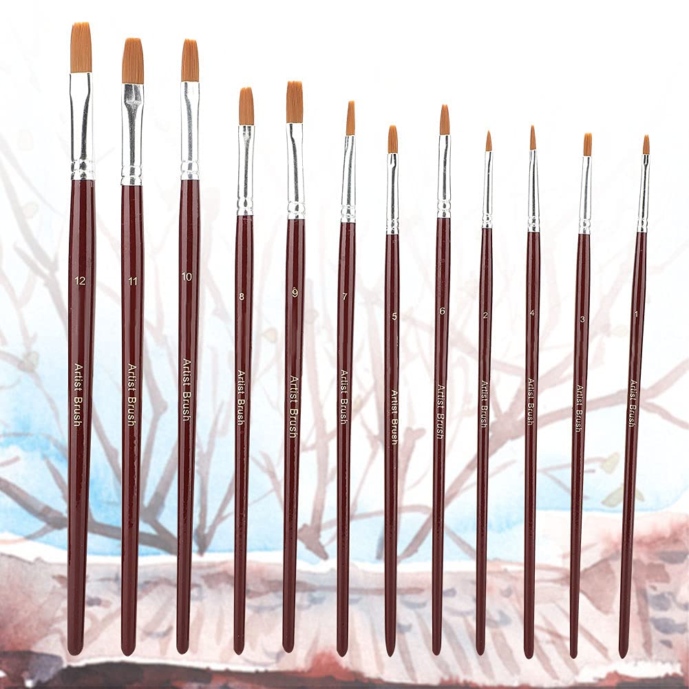 FTVOGUE 12-teiliges Pinselset – Verschiedene Größen, Nylonhaar, Für Aquarell, Acryl & Mehr
