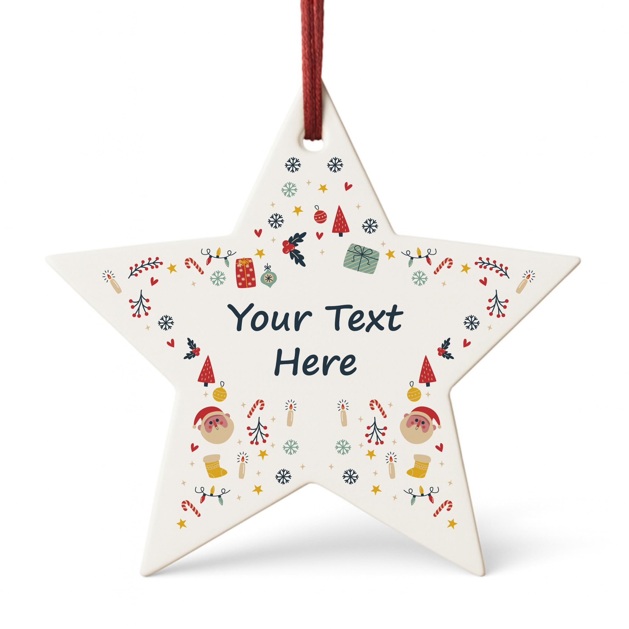 Red Ocean Christmas Tree Bauble For Friend Family Personalised Tree Decoration For Couple Family Baby Christmas Name Tag Keepsake