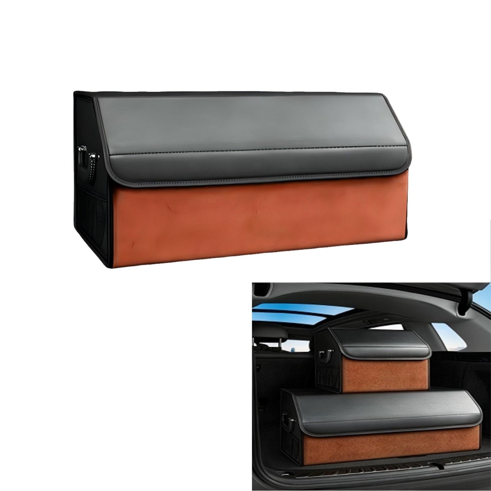 YADKMG Car Boot Organiser For Toyota Prius 2004-2009 Boot Organiser Foldable Car Boot Bag Car Boot Organiser Waterproof Multi Compartment(Orange,Large)