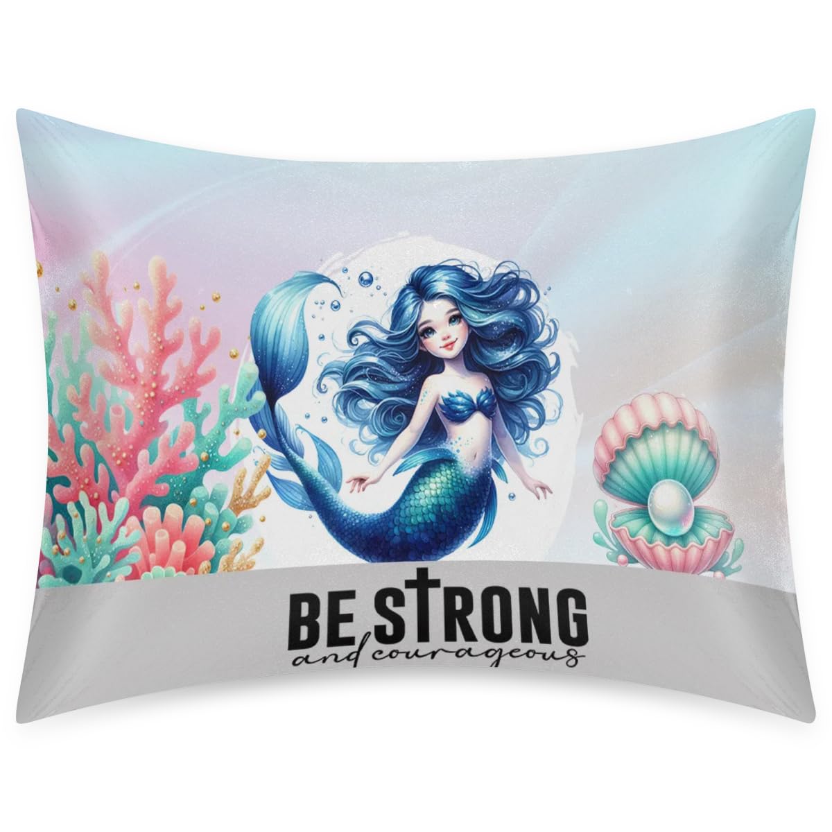 Satin Pillowcase for Hair and Skin Standard Size Silp Silk Pillowcase Soft Cute Mermaid Girl Satin Cooling Pillow Covers with Envelope Closure for Bed Hoilday Decorative 20 × 26inch 1 pcs
