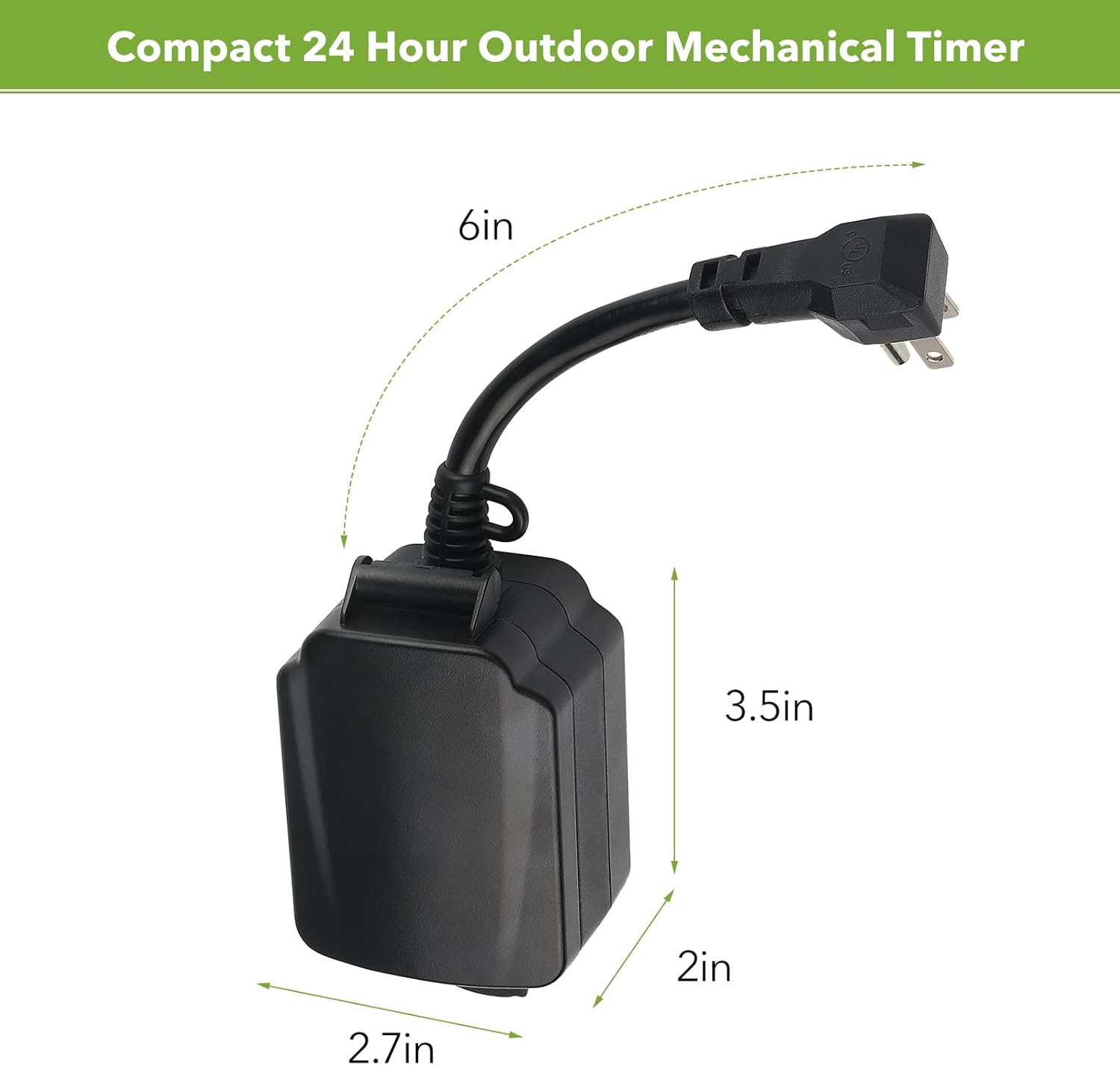 BN-LINK 24 Hour Mechanical Outdoor Light Timer with Silicone and Protective Covers, Waterproof and Dustproof, Outdoor Plug Timer with 3-Prong Timer Outlet and 6-inch Flexible Cord, Heavy Duty : Tools & Home Improvement