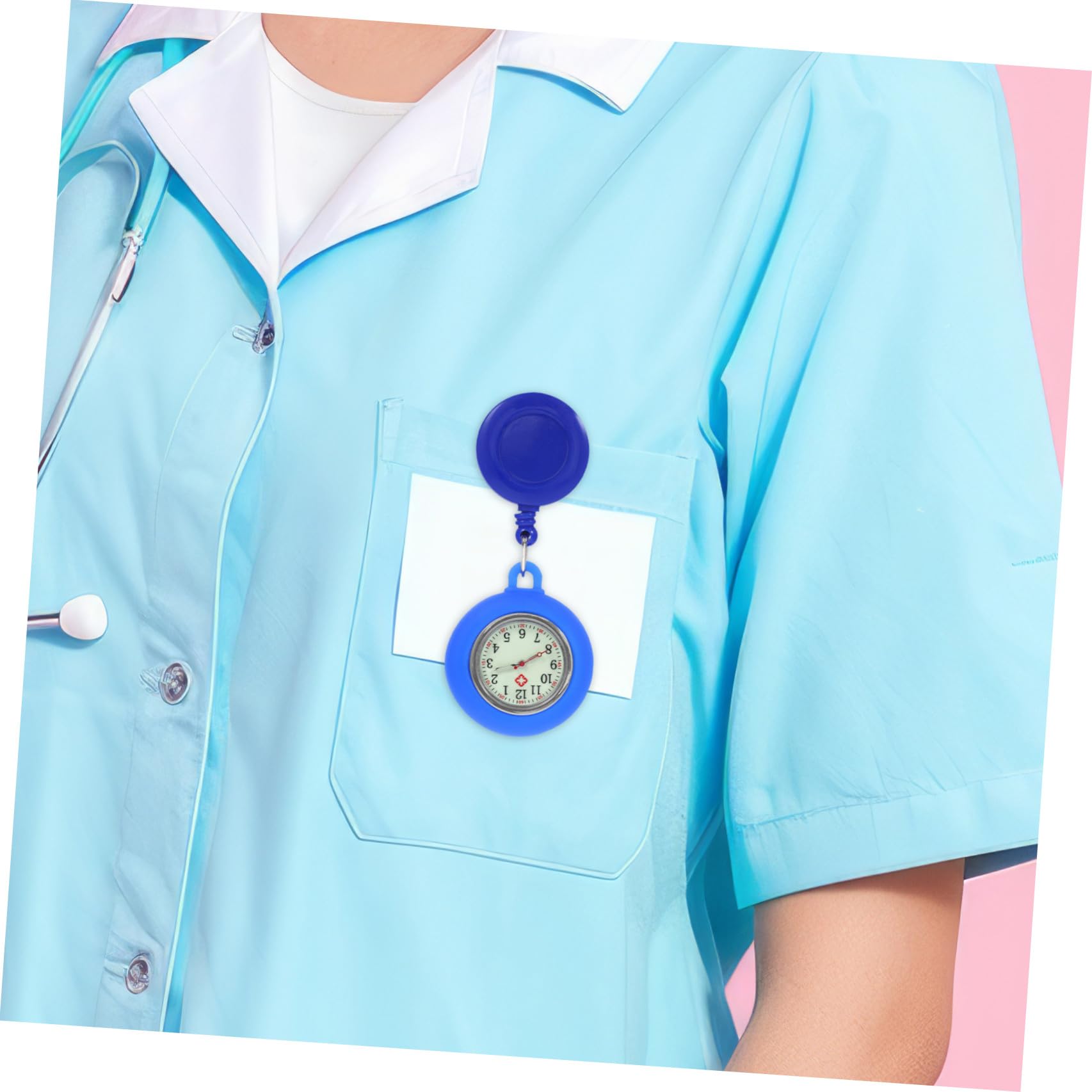GALPADA 9stücke Tragbare Silikon Pflegeuhr Für Und Ärzte Dehnbare Pocket Watch Schwarz Hellblau Und Weiß Praktische Runde Uhr Für Krankenhausalltag