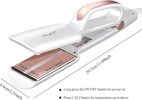 Miniatura 9 de CkeyiN Plancha plana infrarroja profesional, plancha de pelo de turmalina de cerámica de 2.3 pulgadas de ancho con diseño de mango y temperatura