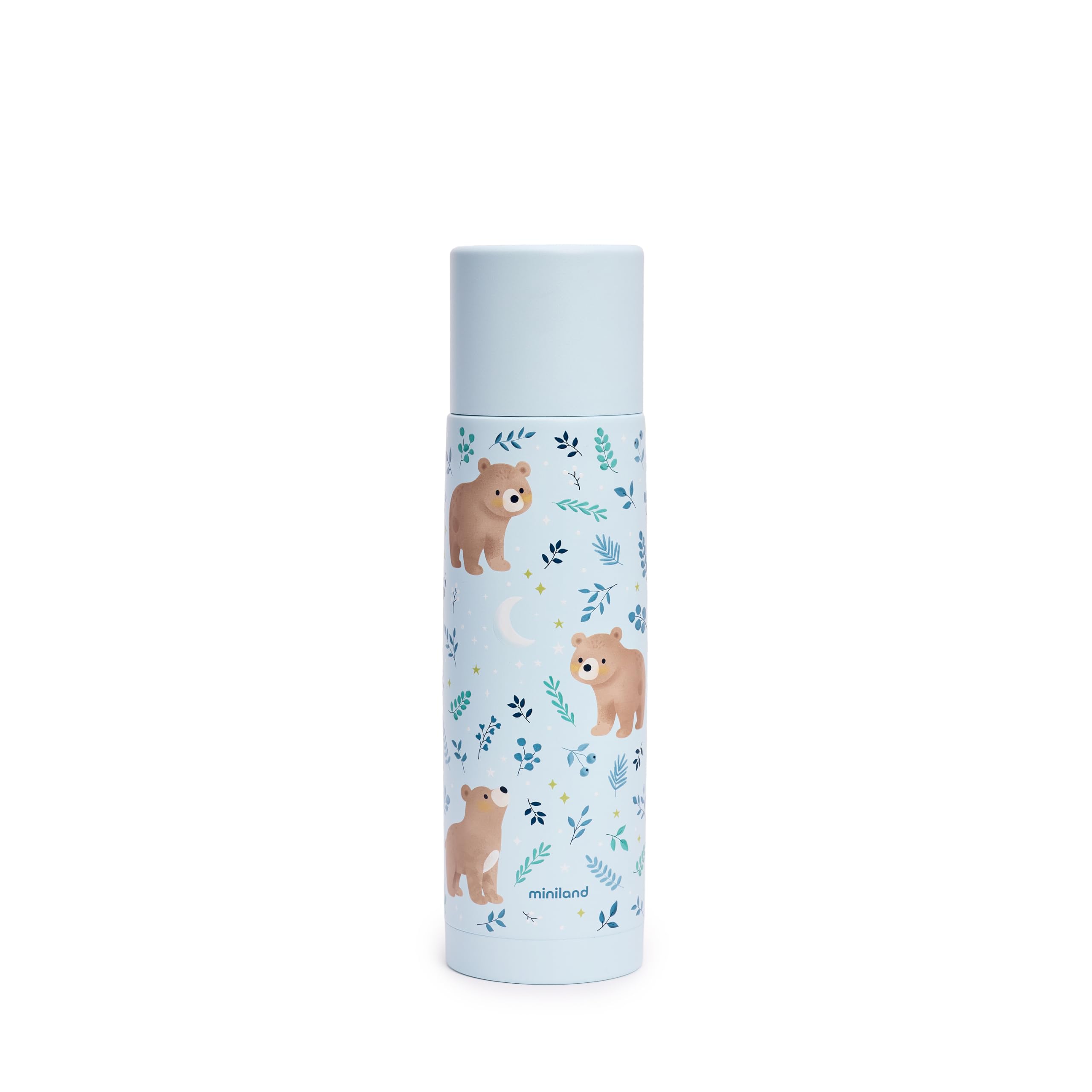 Miniland Thermo Water Bottle 500ml, Stainless Steel Baby Thermos for Liquids, Thermos Flask, Keeps Hot and Cold for Over 12 Hours, Airtight Seal and Anti-Drip System | Bear