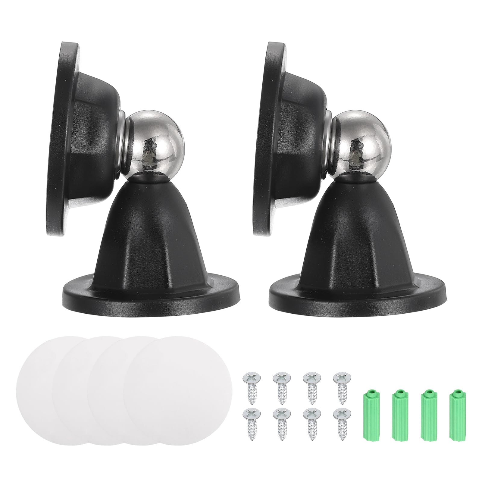 sourcing map 2Pcs Magnetic Door Stopper, RV Floor Mount Bottom of Door Catch Holder, Adhesive Wall Protector with Screws for Living Room, Bedroom, Travel Trailer (3", Matte Black)