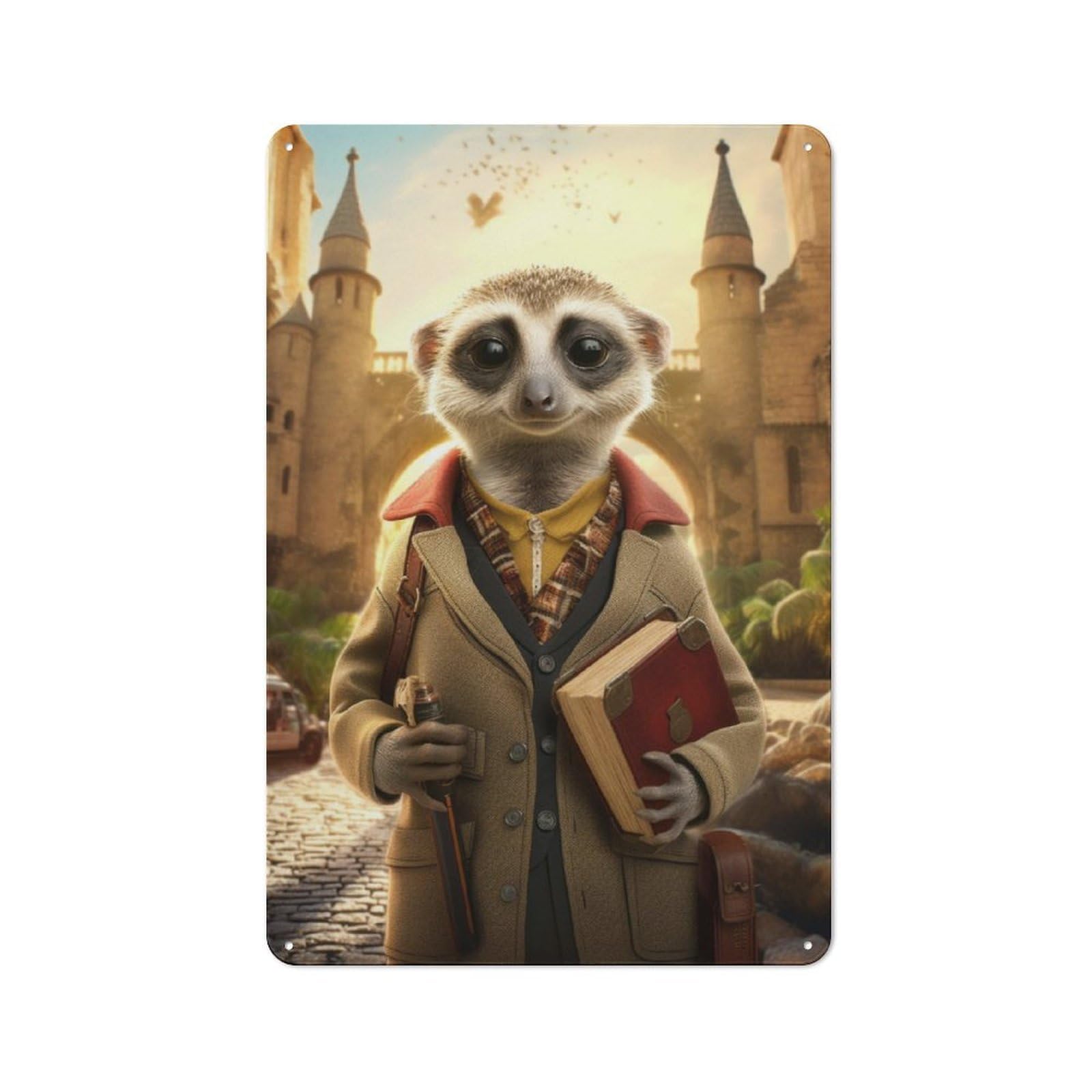 Junmoney Travel Guide Meerkat Metal Sign 30X20cm With For Hallway Wall, Vintage Decor, For Garage, Workshop And Man Cave Decoration