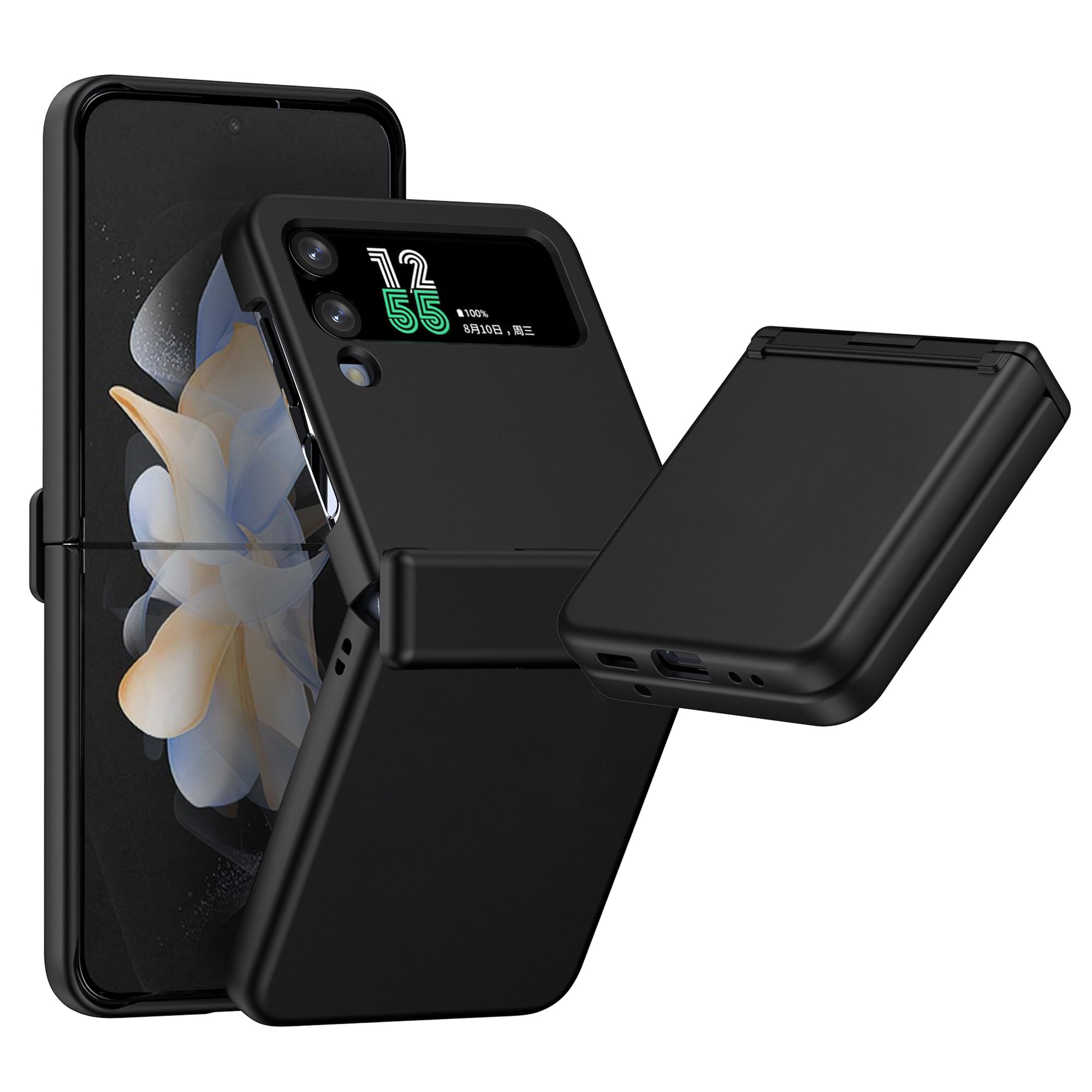 Designed for Z Flip 4/3 Case with Hinge Protection Full Cover Shockproof Slim Protection for Samsung Galaxy Z Flip 4/3 (Black)