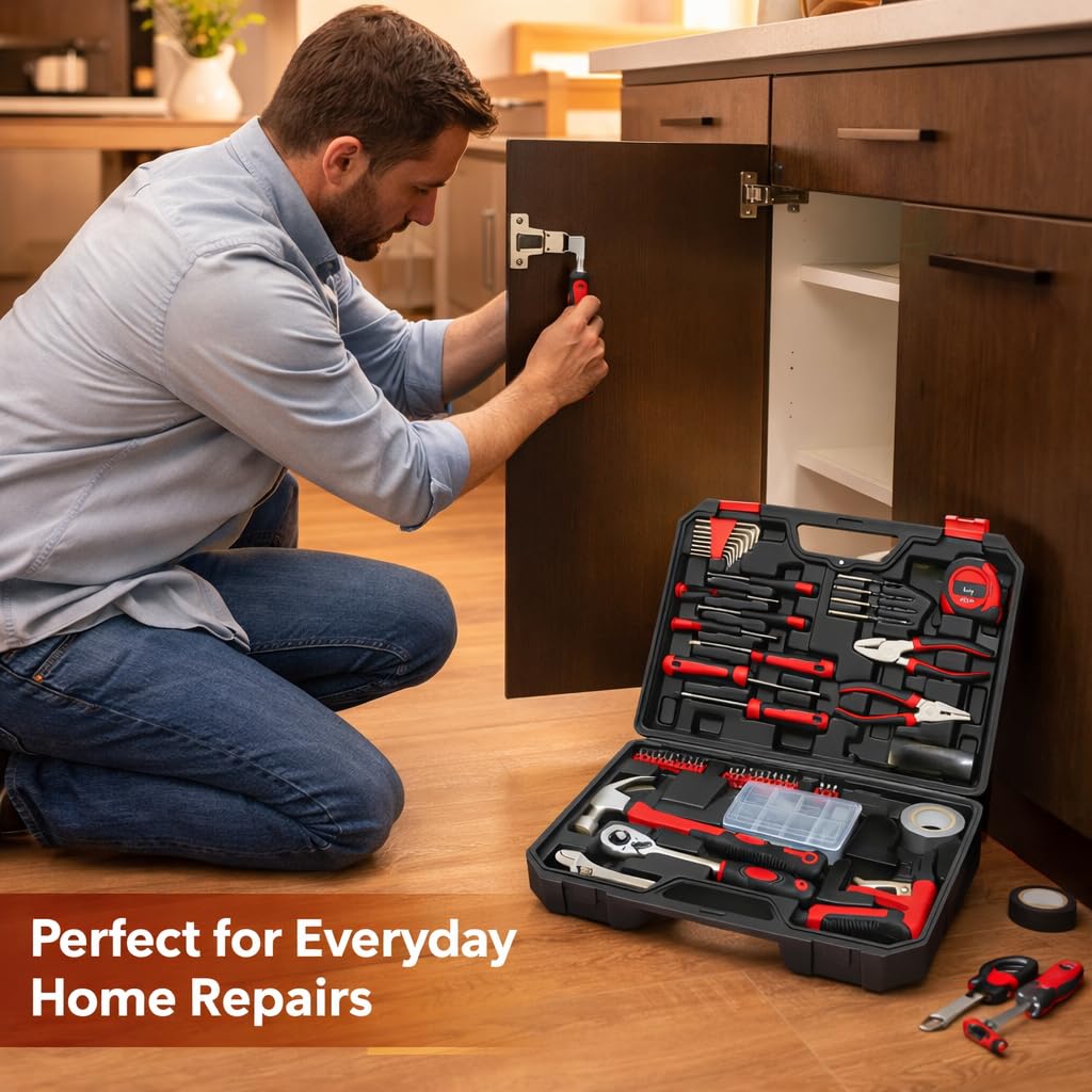 Kit de herramientas manuales profesionales de 226 piezas, juego completo de herramientas de bricolaje y mecánicas con estuche resistente para reparaciones de hogar, garaje y taller