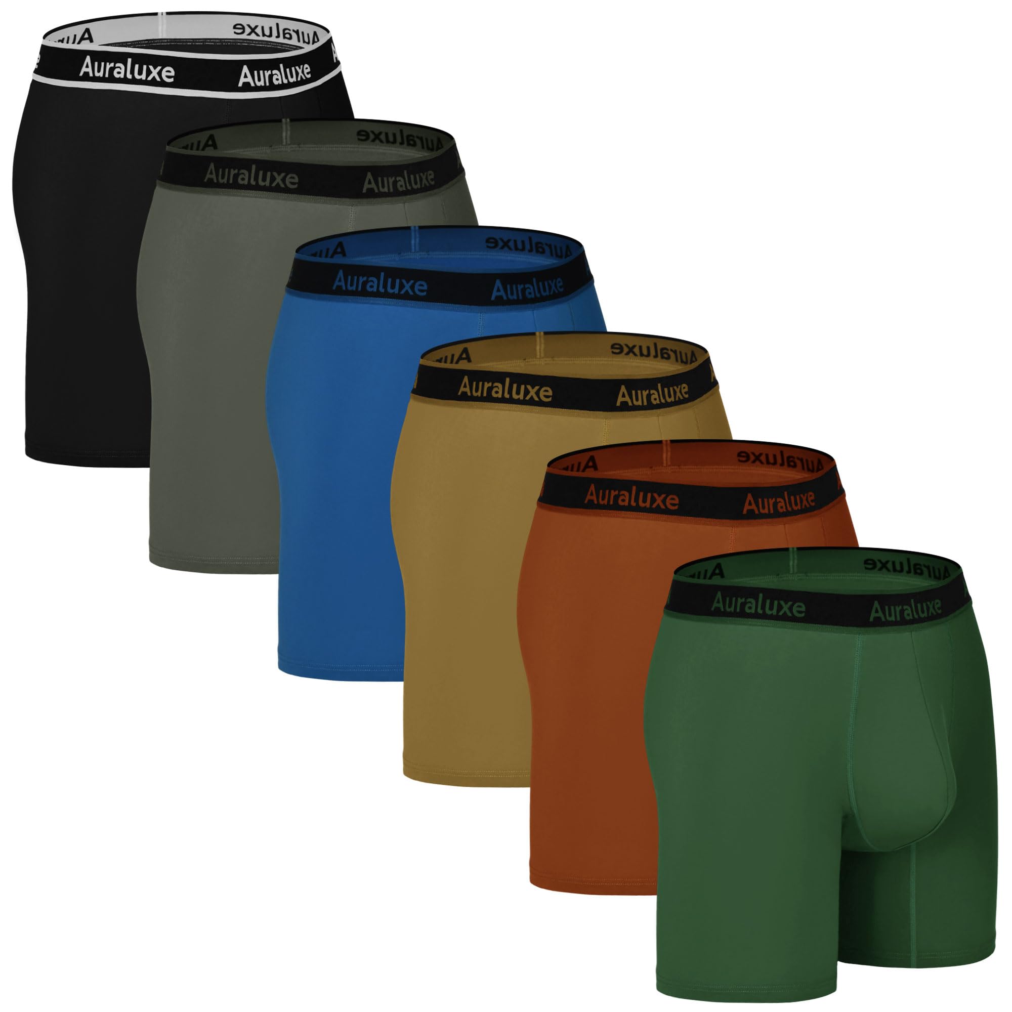 Auraluxe Boxershorts Herren Bambus Weiche Unterwäsche 6Pack | Unterhosen Männer Elastischer Gummibund Multipack Etikettfrei Retroshorts