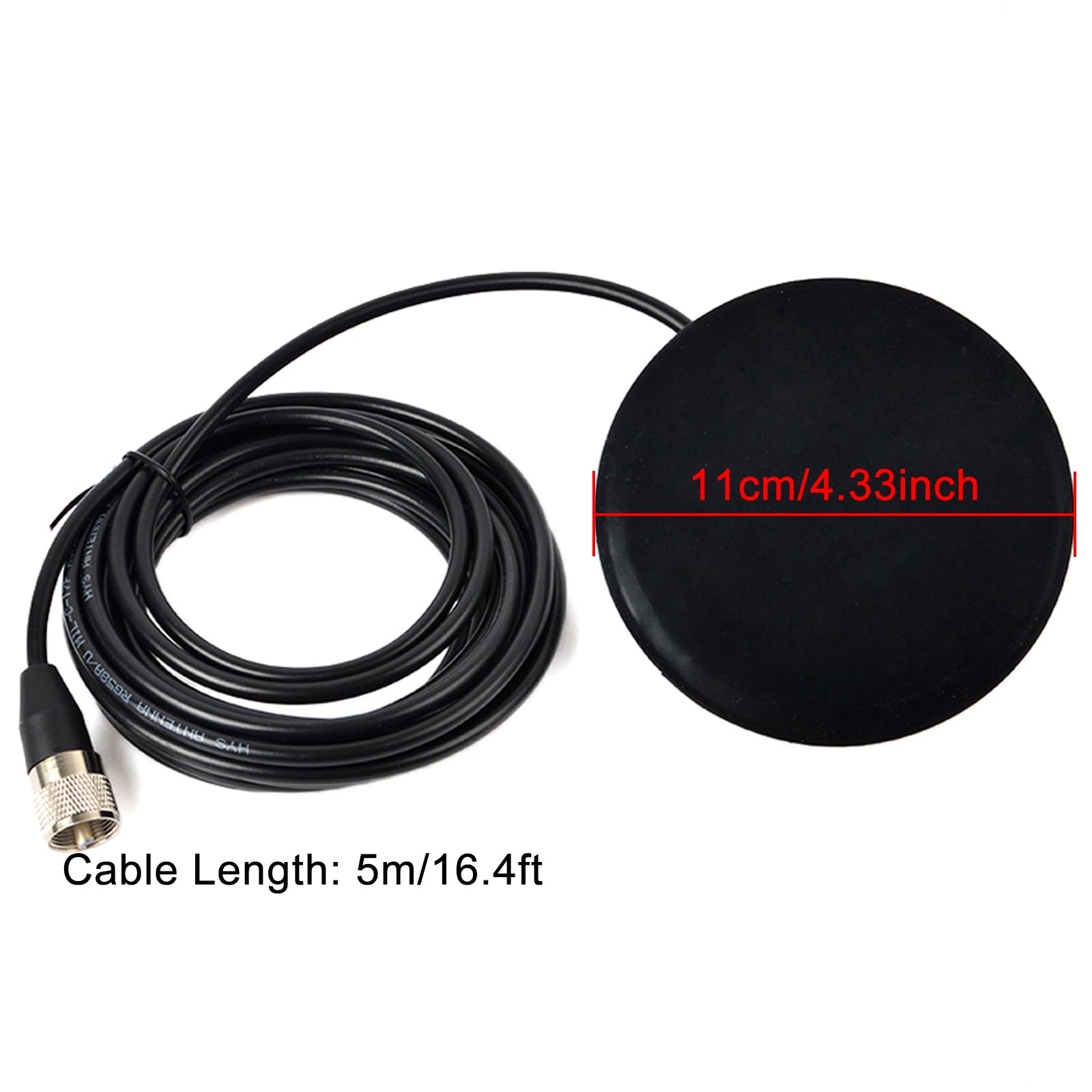SO239 Base Montage Magnétique pour Antenne CB/VHF/UHF, avec Câble Coaxial RG58 PL259 de 5 mètres/16,4 Pieds, pour Voiture/Camion et Extérieur