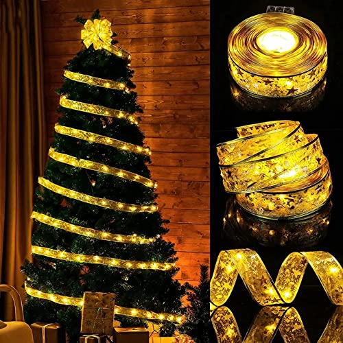 JINPXI Luces de Cinta Para Árbol de Navidad 10m 100 LED, Guirnaldas Luces, Cuerdas de Hadas,Luces Cinta de Navidad Decoración para Navidad, Fiestas, Bodas, Patio, Jardines, Festivales, etc Cover