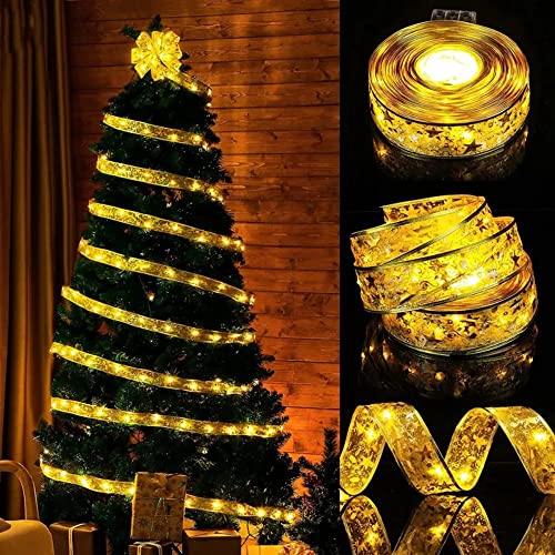 JINPXI Luces de Cinta Para Árbol de Navidad 10m 100 LED, Guirnaldas Luces, Cuerdas de Hadas,Luces Cinta de Navidad Decoración para Navidad, Fiestas, Bodas, Patio, Jardines, Festivales, etc…