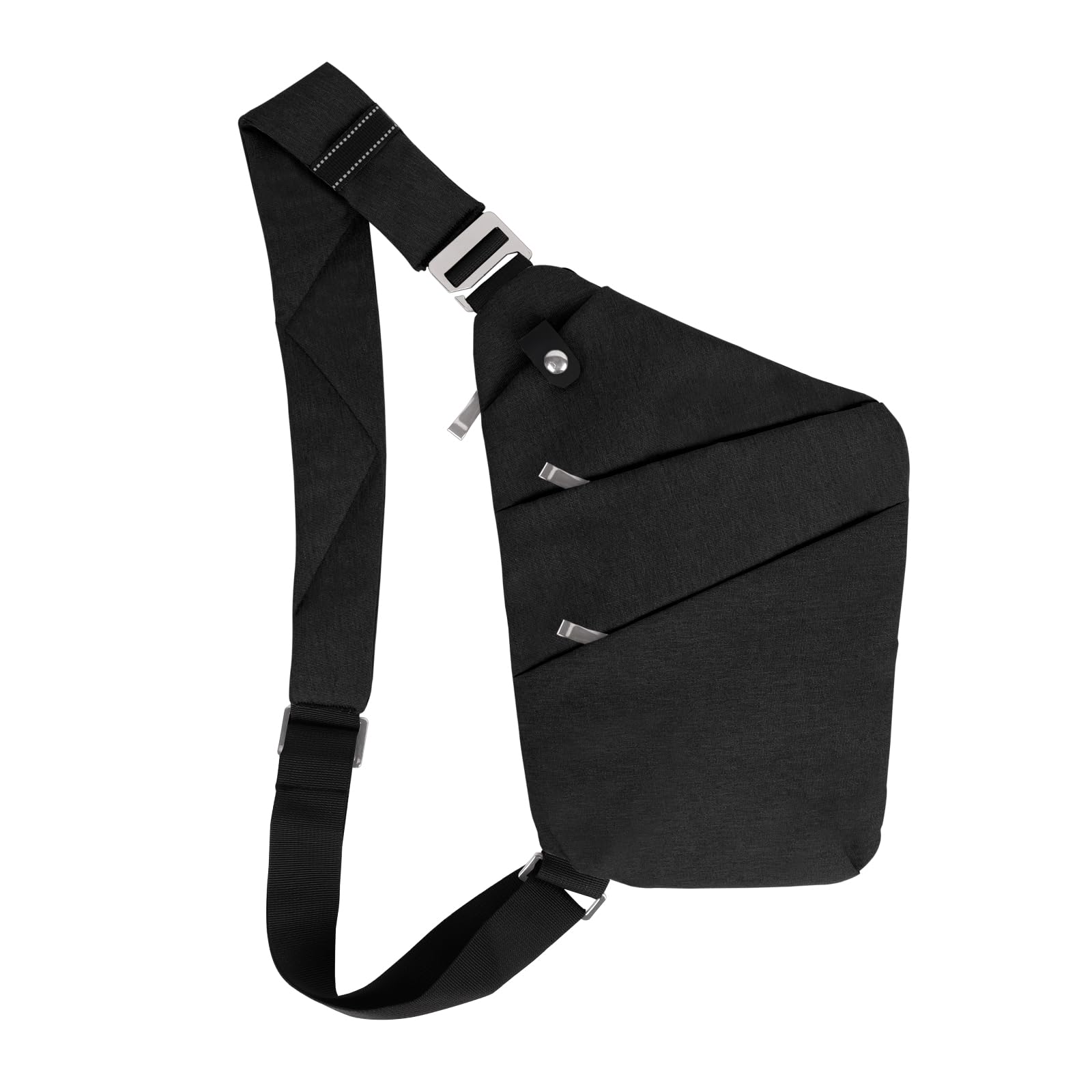 Zercart Men's Black Left Shoulder Anti Theft Sash Sling Crossbody Bag - Flex Chest Bag For & Wo - Lightweight Satchel For Daily Use, Hiking, Fishing, Camping, Biking