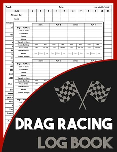 Drag Racing Log Book: Race Score Record Book, Drag Racing Information Tracker, Drag Racing Details Journal and Organizer, Designed To Record Time Of Day, Lane, Launch RPM, Etc.