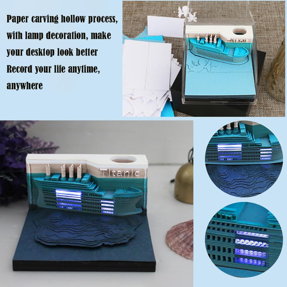 Tear-Away 3D Paper Art Notepad Calendario da scrivania, calendario navale, blocco note 3D, blocchi artistici, note adesive 3D, questa è un'opera d'arte di scultura di carta strappata a mano