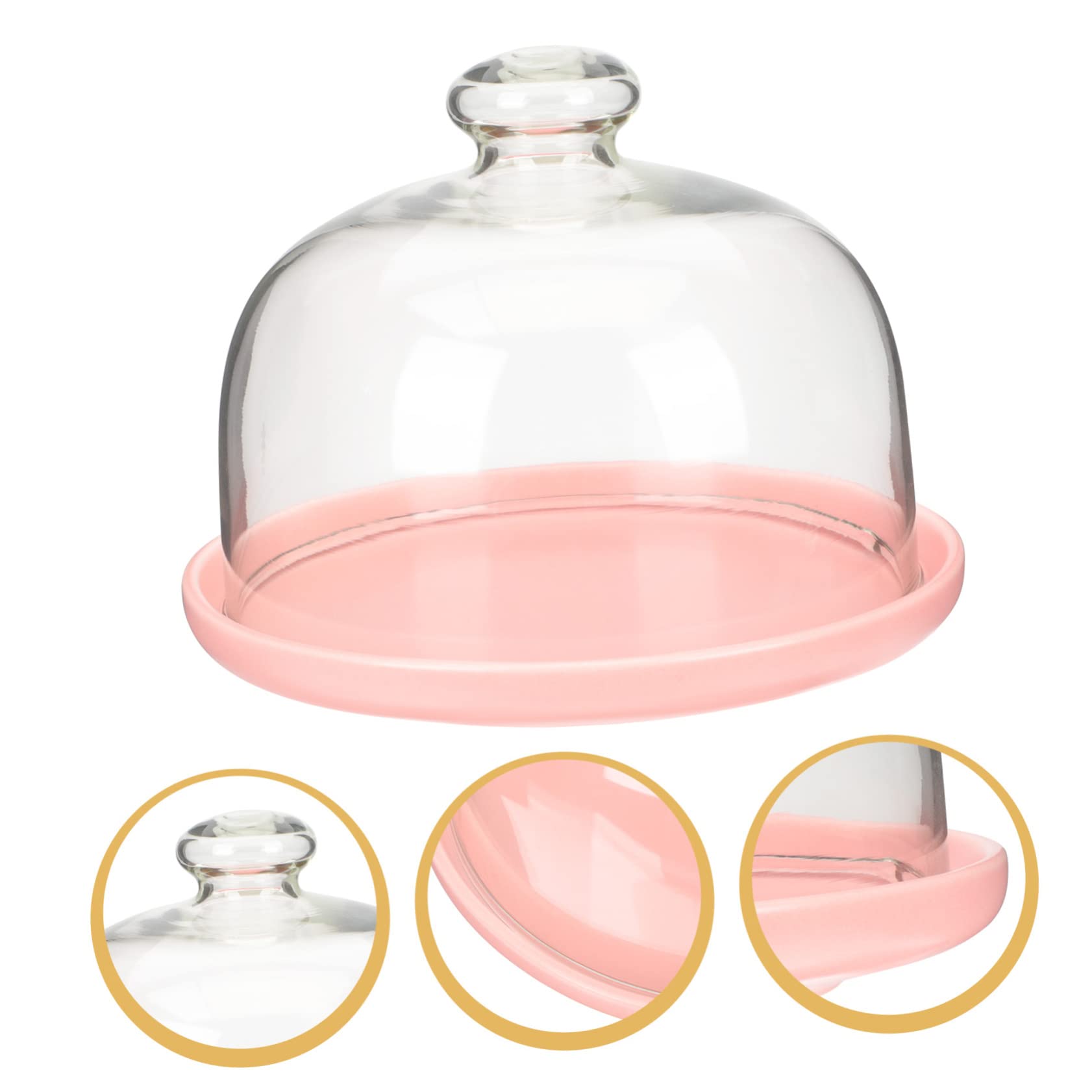 Piatto per Torta in Vetro e Ceramica con Cupola, Set 1 Pezzo