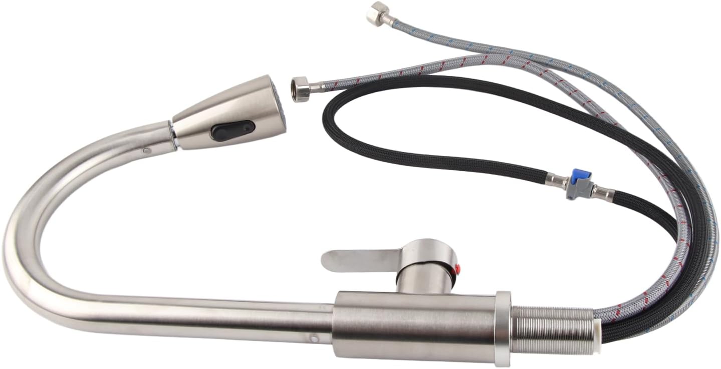 Telescopic Sink Faucet with Pull Down Sprayer, Stainless Steel Touch On Sink Hot Cold Mixing Water Tap, Kitchen Sink Faucet